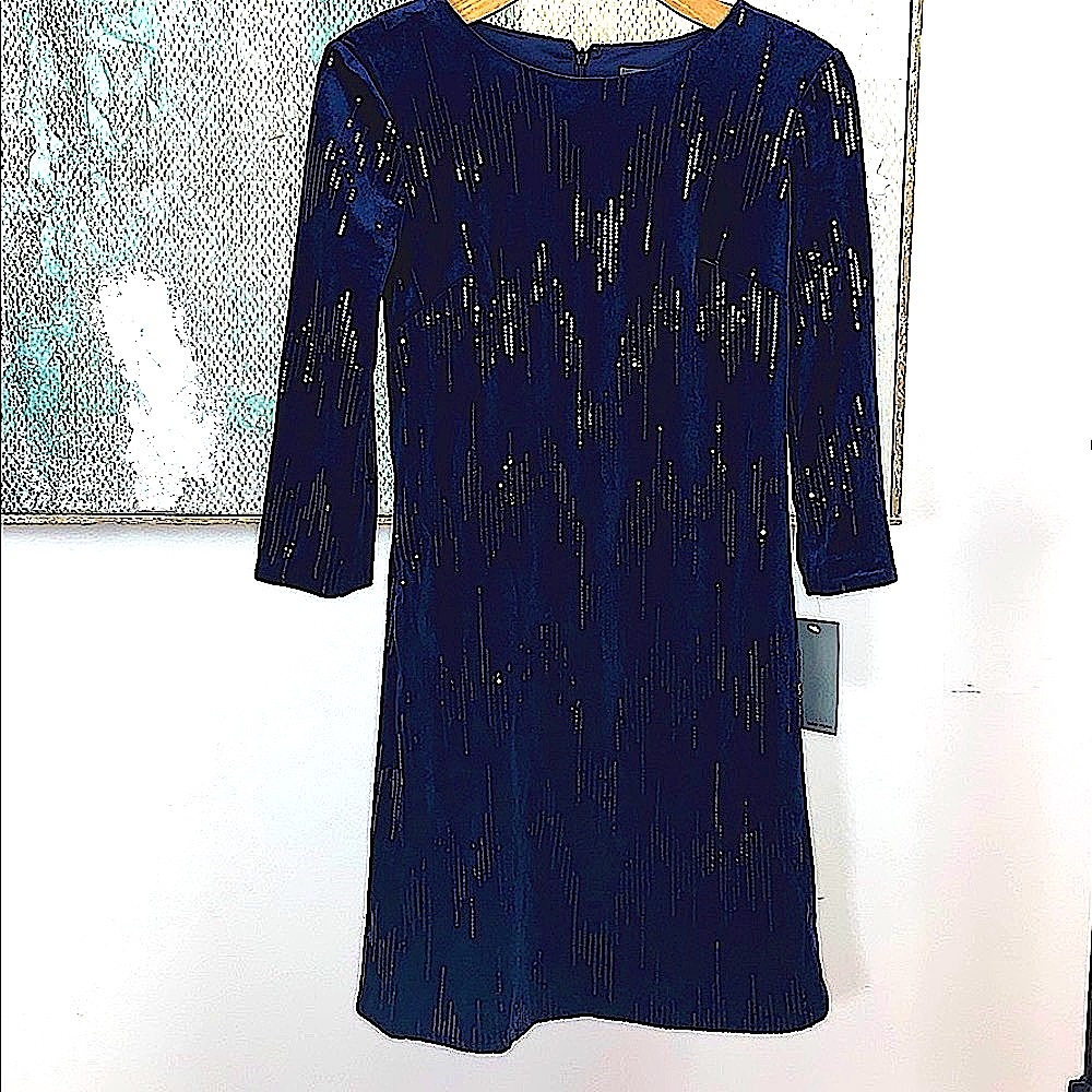 Donna Ricco velvet and mini sequins dress.4.NWT.